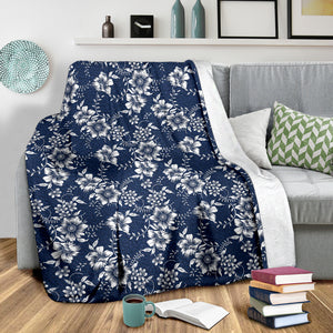 Blue Floral Pattern Blanket