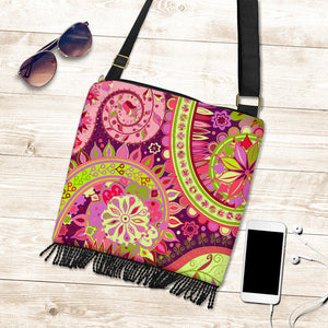 Pink Purple Paisley Wild Crossbody Bag Art Design Travel Bag