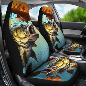 Fishing Big Fish - Set of 2 Universal Front Car Seat Covers Protection Gift