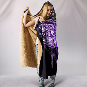 Purple Dragonfly Mandala Hooded Blanket