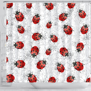 Ladybugs & Flowers Shower Curtain
