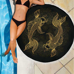 Golden Pisces (Fish) Zodiac Beach Blanket - Freedom Look