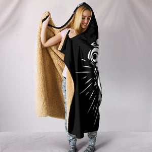 Black Skull Tattoo Cozy Warm Hooded Sherpa And Microfiber Blanket With Hood