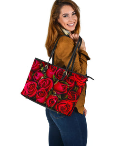 Roses Flowers Large Leather Tote