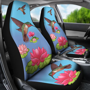 Hummingbird Lotus Car Seat Covers Set of 2 Protection Decoration