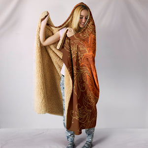 HandCrafted Brown Lotus Hooded Blanket