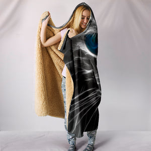 Electric Cat Cozy Warm Hooded Sherpa And Microfiber Blanket With Hood