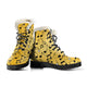 Yellow Music Notes Design Faux Fur Leather Boots Winter Shoes