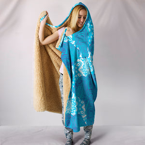 Blue Mandala Elephant Hooded Blanket