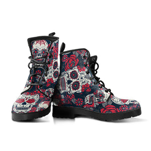 Skull Woman and Men Leather Boots