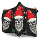 Evil Christmas Skull Santa Hooded Sherpa And Microfiber Blanket With Hood