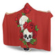Skull Couple Roses (Red) - Hooded Blankets