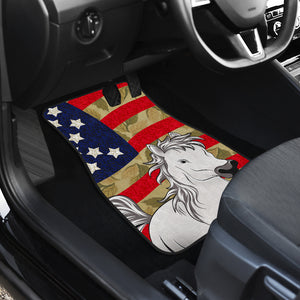 White Horse USA Flag - Universal Front Car Mats Gift (Set Of 2)