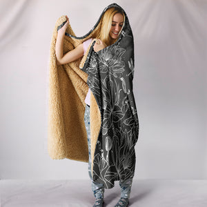 Lotus Dragonfly Sketch Hooded Blanket