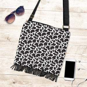 Cow Print Boho Crossbody Handbag Travel Bag