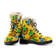 Sunflowers & Butterflies Faux Fur Leather Boots