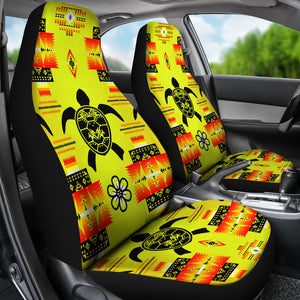Turtle Yellow Orange Set of 2 Car Seat Covers