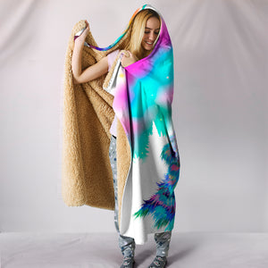 Howling Wolf Cozy Warm Hooded Sherpa And Microfiber Blanket With Hood