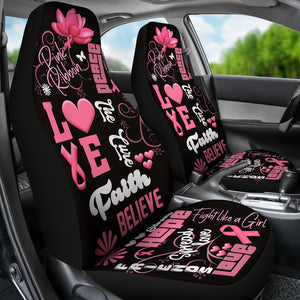 Breast Cancer Awareness Pink Girl - Car Seat Covers - Set of 2