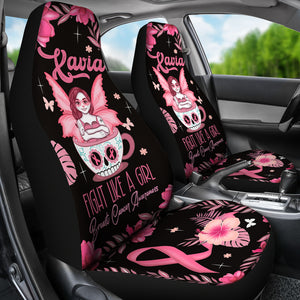 Breast Cancer Awareness Fighting Girl - Car Seat Covers - Set of 2