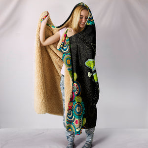 Dragonfly Cozy Warm Hooded Sherpa And Microfiber Blanket With Hood