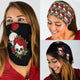 Skull Couple Roses (Black) - Bandana 3 Pack - Mask