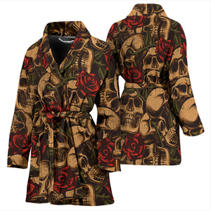 Sugar Skull Women's Bath Robe Sleepwear Wrapper for Birthday Christmas