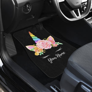 Front And Back Unicorn Car Mats (Set of 4) - Black Style Without Flowers