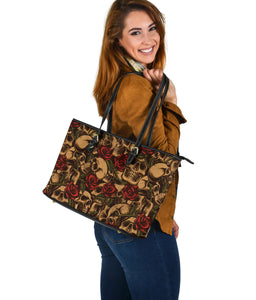Sugar Skull Big Leather Tote Bag Christmas Birthday Gift