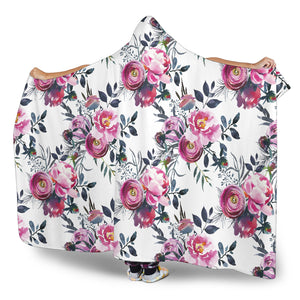 Floral Grey Roses & Peonies - Hooded Blankets