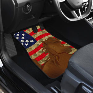 Horse USA Flag - Front and Back Car Mats Gift (Set Of 4)