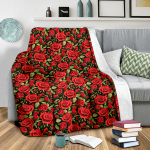 Red Rose Blanket Cozy Camping Picnic Portable Outdoor Blanket