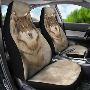 Wolf in Snow Dog Car Seat Covers