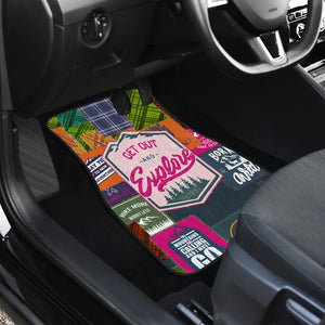 Camping Hiking Mountains - Pink Front Car Mats Protection (Set of 2)