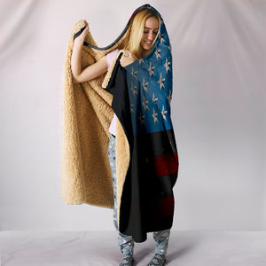 American Space Flag Cozy Warm Hooded Sherpa And Microfiber Blanket With Hood