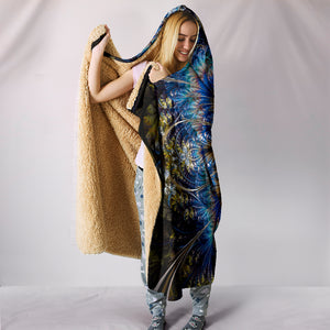 Fractal Mandala Warm Cozy Hooded Sherpa And Microfiber Blanket With Hood