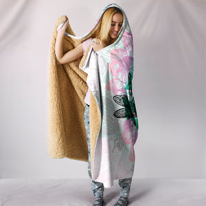 Bright Colored Lotus Dragonfly Hooded Blanket