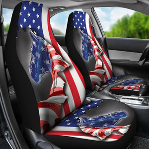 Horse USA Flag Car Seat Covers Set of 2 Protection Decoration