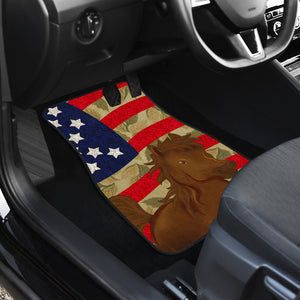 Brown Horse USA Flag - Front and Back Car Mats Gift (Set Of 2)
