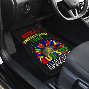 Autism Awareness Sunflower Car Mats Cover Gift (Set of 4)