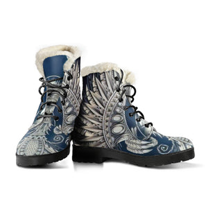 White Phoenix Rising Womens Booties Vegan-Friendly Leather Woman Boots