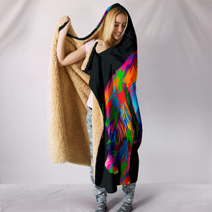 Wooly Mammoth Cozy Warm Hooded Sherpa And Microfiber Blanket With Hood