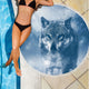 Blue Eyed Wolf Beach Blanket Camping Picnic Portable Outdoor Blanket