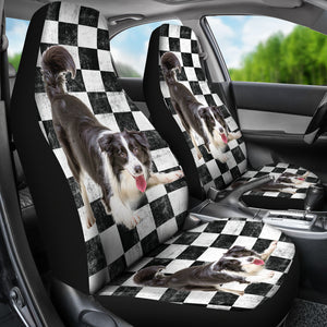 Border Collie Checkers Car Seat Covers