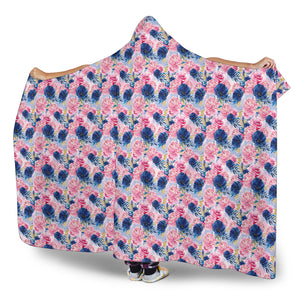 Watercolour Floral on Blue - Hooded Blankets