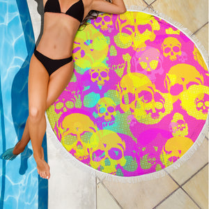 Yellow Skulls Beach Blanket Camping Picnic Portable Outdoor Blanket
