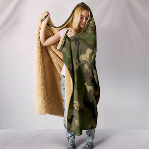Dachshund Wiener Dog Camo Cozy Warm Hooded Sherpa And Microfiber Blanket
