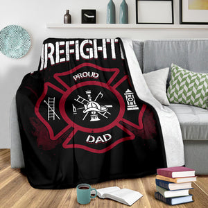 Firefighter & Proud Dad Father's Day Premium Blanket