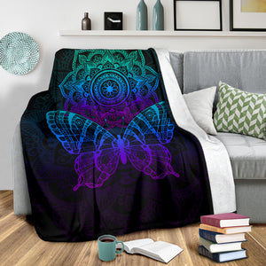 Butterfly Mandala Colorful Cozy Blanket