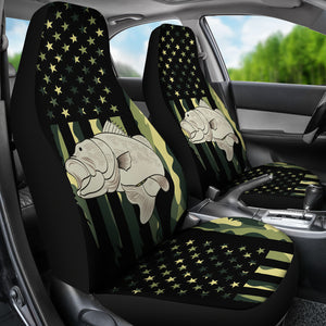 Fishing Camouflage - Set of 2 Universal Front Car Seat Covers Protection